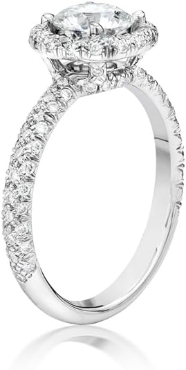 Round Diamonds Platinum Halo Setting Ring. H-I, VS1-VS2 (1.20 Ct. Tw)