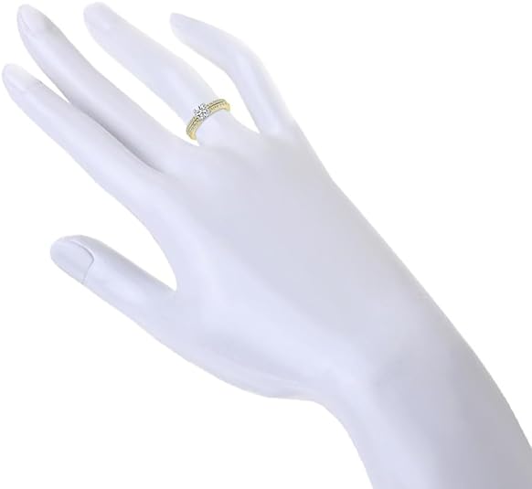 14k Yellow Gold Engagement Ring Bridal Set. Center Diamond Set In Platinum. (1.13 Ct. Tw)