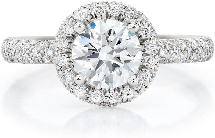 Round Diamonds Platinum Halo Setting Ring. H-I, VS1-VS2 (1.20 Ct. Tw)