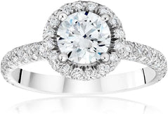 Round Diamonds Platinum Halo Setting Ring. H-I, VS1-VS2 (1.20 Ct. Tw)