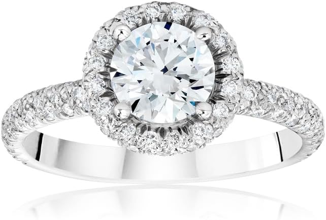 Round Diamonds Platinum Halo Setting Ring. H-I, VS1-VS2 (1.20 Ct. Tw)