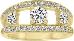 Two Row 14K Yellow Gold Ring. H-I, VS1-VS2 (1.15 Ct. Tw)