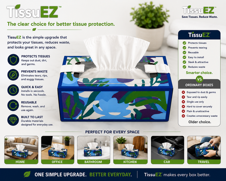 Tissue Box Reinforcement Cover 2-Pack Reusable Acrylic Fits Most Tissue Boxes