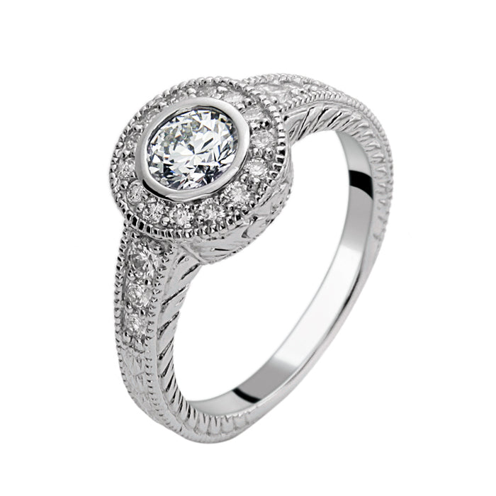 Diamond Platinum Engagement Ring H-I, VS1-VS2. (0.85 Ct. Tw)