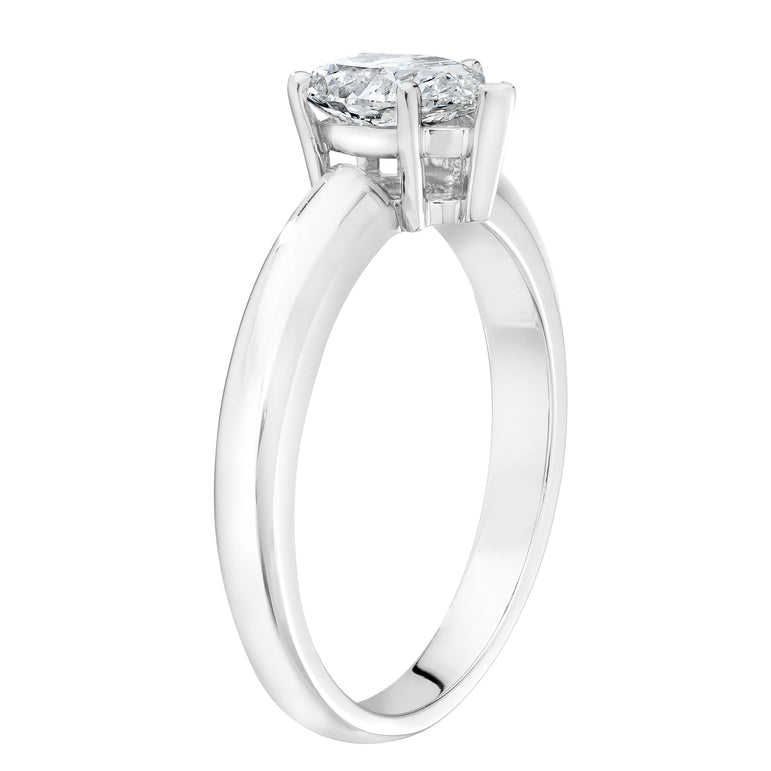 GIA Certified Pear Shape Diamond 14 Kt White Gold Ring. H, SI1 (0.97 Ct.)