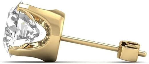 14K Gold Natural Diamond Solitaire Stud Earrings.