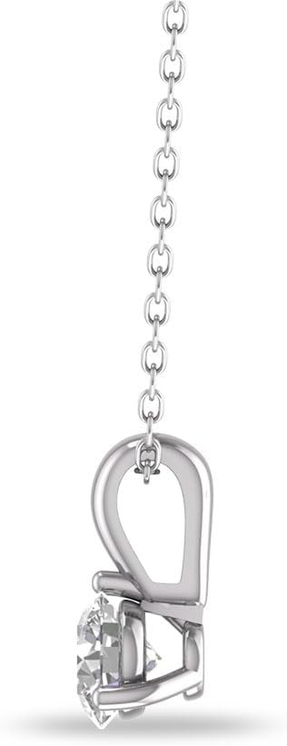 Diamond Solitaire Pendant In 14k White/Yellow Gold. 17" Chain.