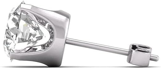 14K Gold Natural Diamond Solitaire Stud Earrings.