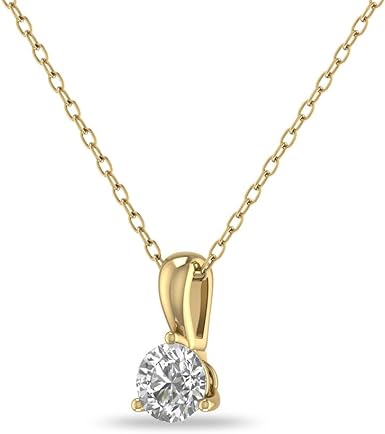 Diamond Solitaire Pendant In 14k White/Yellow Gold. 17" Chain.