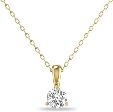 Diamond Solitaire Pendant In 14k White/Yellow Gold. 17" Chain.