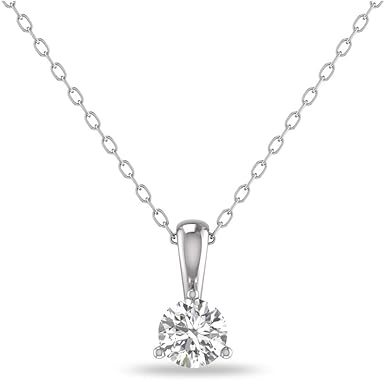 Diamond Solitaire Pendant In 14k White/Yellow Gold. 17" Chain.