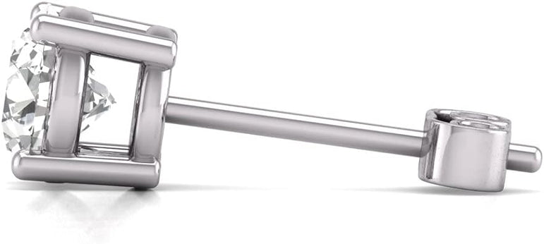 14K Gold Natural Diamond Solitaire Stud Earrings.