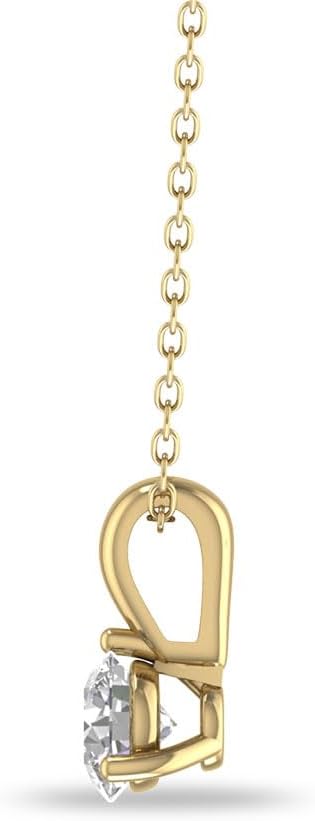 Diamond Solitaire Pendant In 14k White/Yellow Gold. 17" Chain.