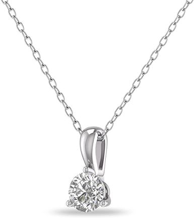 Diamond Solitaire Pendant In 14k White/Yellow Gold. 17" Chain.