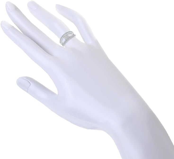 Two Row Princess & Round Diamonds Platinum Ring. (1.02 Ct. Tw)