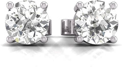 14K Gold Natural Diamond Solitaire Stud Earrings.