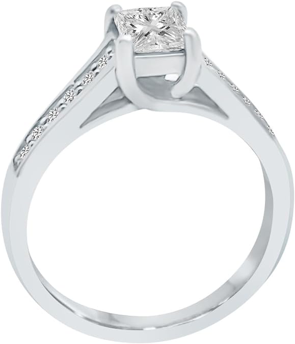 Cathedral Setting Platinum Diamond Ring. (0.83 Ct. Tw)