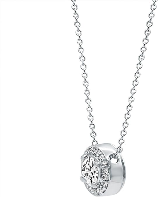 14K White Gold Round Necklace 17" chain. (0.60 Ct. Tw)