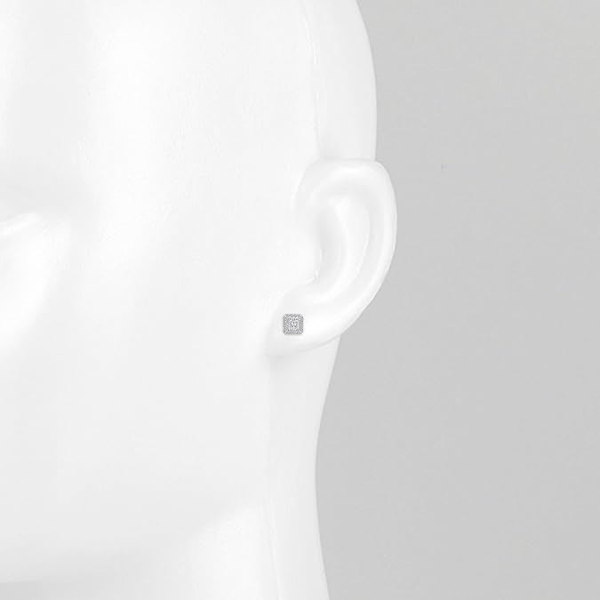 Princess & Round Diamonds 14K White Gold Halo Earrings. (1.28 Ct. Tw)