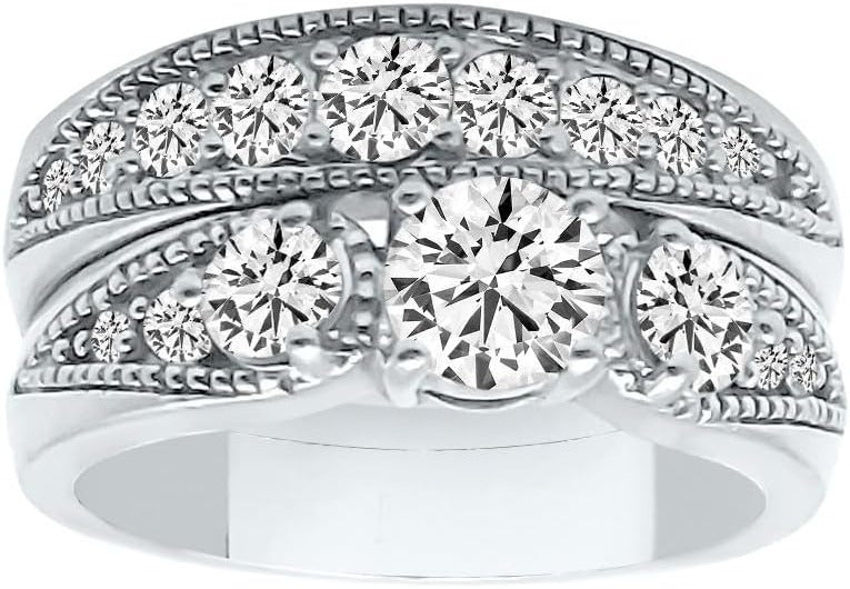 14K White Gold Diamond Bridal Set. H-I VS1-2 (1.40 Ct. Tw)
