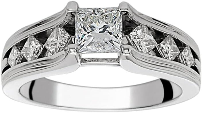Platinum Princess-Cut Diamond Engagement Ring. (1.13 Ct. Tw)