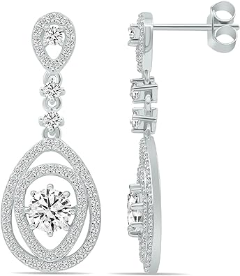 925 Silver Sterling Stud Earring for Wedding - Secure Push Back Round Simulated Diamond Cubic Zirconia Stud Earrings for Women, Brides, Bridesmaid