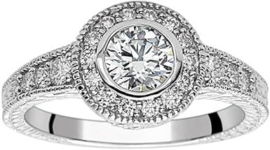 Diamond Platinum Engagement Ring H-I, VS1-VS2. (0.85 Ct. Tw)