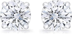 14K White Gold Natural Diamond Solitaire Stud Earrings. (0.36 Ct. Tw)