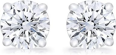 14K White Gold Natural Diamond Solitaire Stud Earrings. (0.36 Ct. Tw)