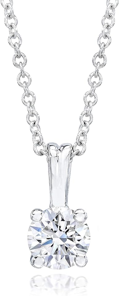 Diamond Solitaire Pendant In 14k White Gold 17" Chain. (0.70 Ct)