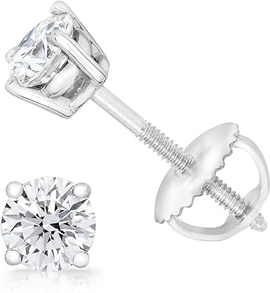 Lab Grown Round Diamond 14K White Gold Stud Earrings. (0.46 Ct. Tw)