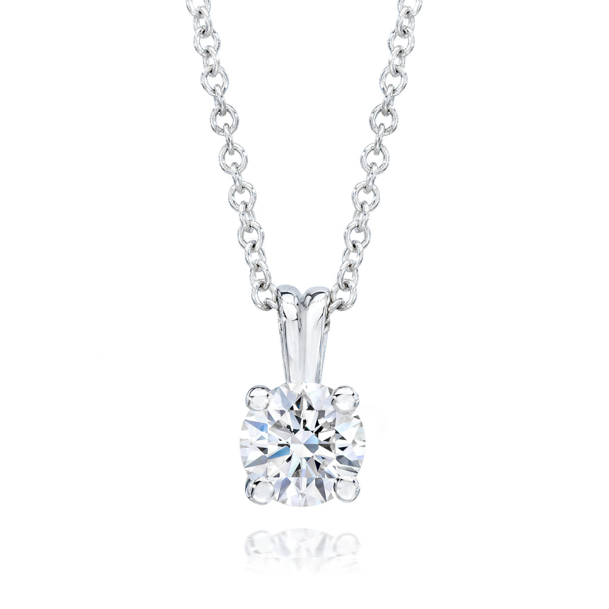 Diamond Solitaire Pendant In 14k White Gold 17" Chain. (0.18 Ct)