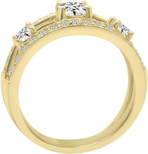 Two Row 14K Yellow Gold Ring. H-I,  VS1-VS2 (1.15 Ct. Tw)