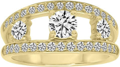 Two Row 14K Yellow Gold Ring. H-I,  VS1-VS2 (1.15 Ct. Tw)