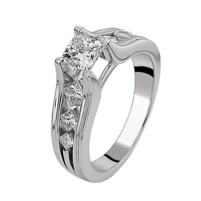 Platinum Princess-Cut Diamond Engagement Ring. (1.13 Ct. Tw)