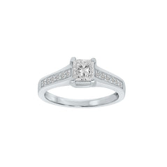 Cathedral Setting Platinum Diamond Ring. (0.83 Ct. Tw)