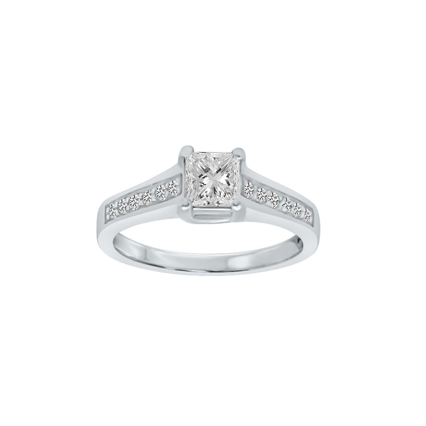 Cathedral Setting Platinum Diamond Ring. (0.83 Ct. Tw)