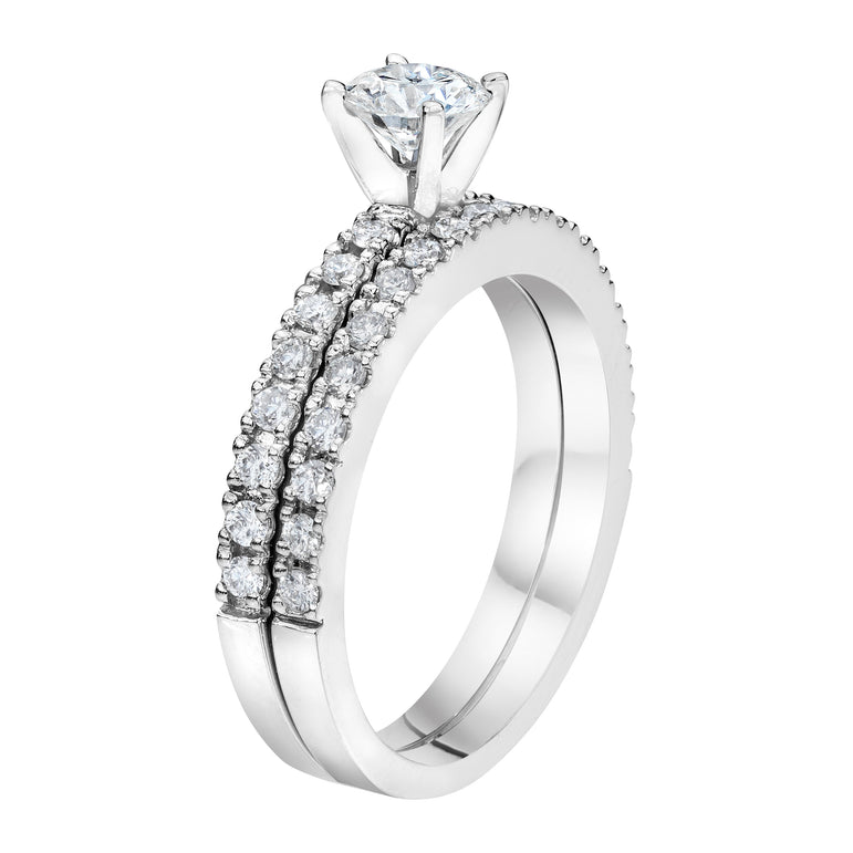 Platinum Engagement Ring Bridal Set. H-I, VS1-VS2 (1.13 Ct. Tw)