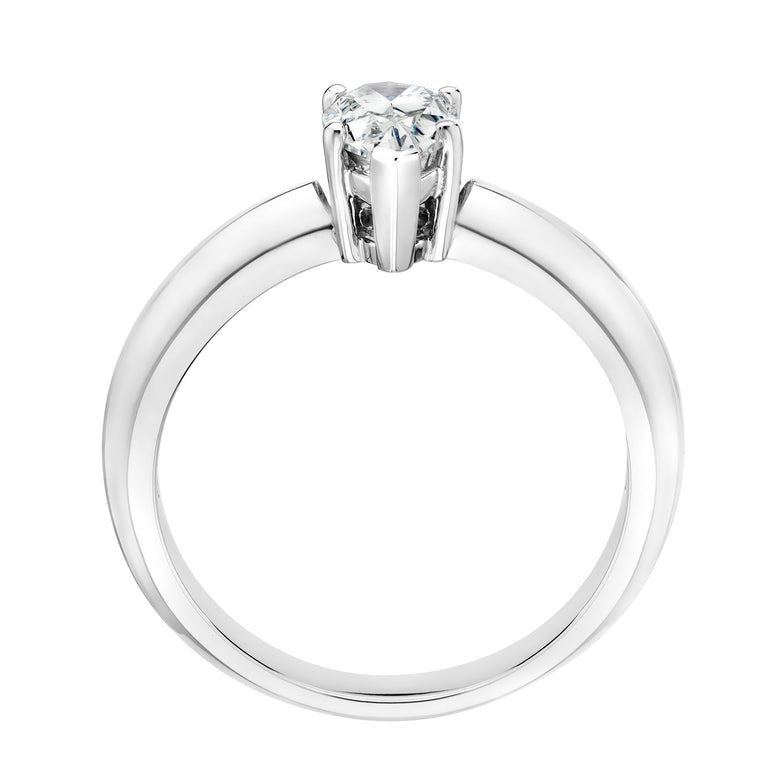 GIA Certified Pear Shape Diamond 14 Kt White Gold Ring. H, SI1  (0.97 Ct.)